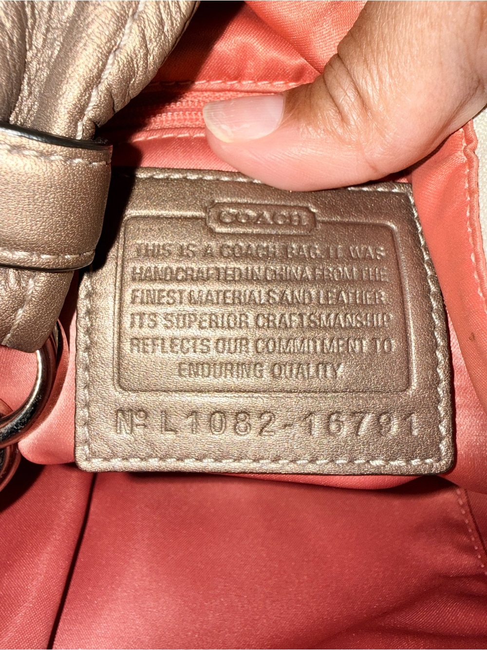 Coach Beige Signature Sequin Shoulder Bag with Taupe Trim - Picture 4 of 4